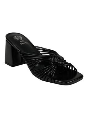 GC Shoes Women's Josie Strappy Block Heel Slip On Dress Sandals Black Size 7 1/2